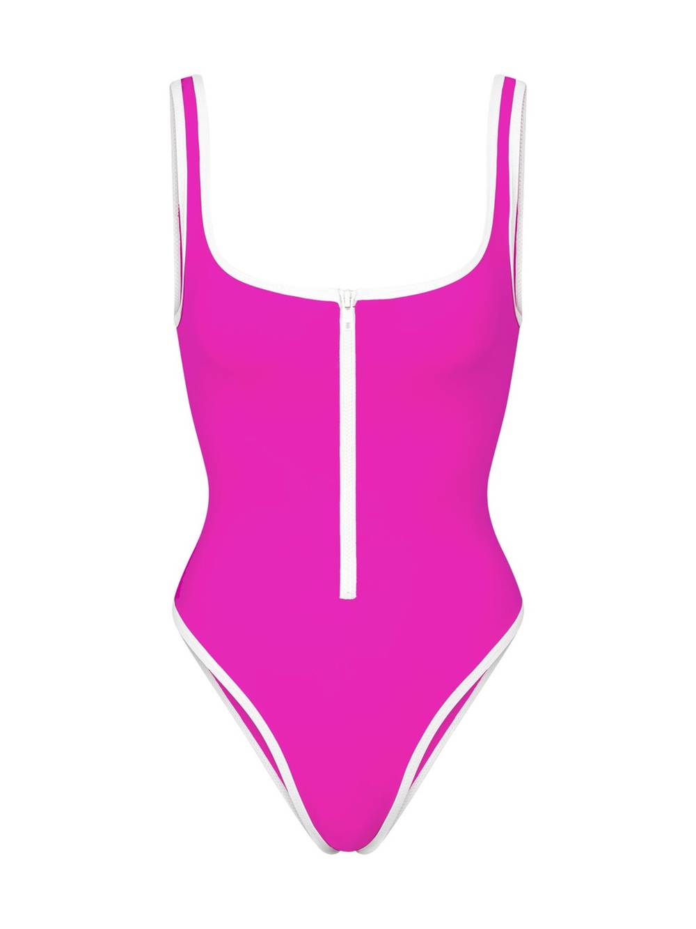 NWT - SKIMS Hot Pink One-Piece Swimsuit with White Trim (3X)